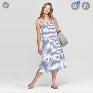 Tiered Striped Midi Dress